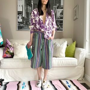 Colorful Vintage Striped Jean Shorts